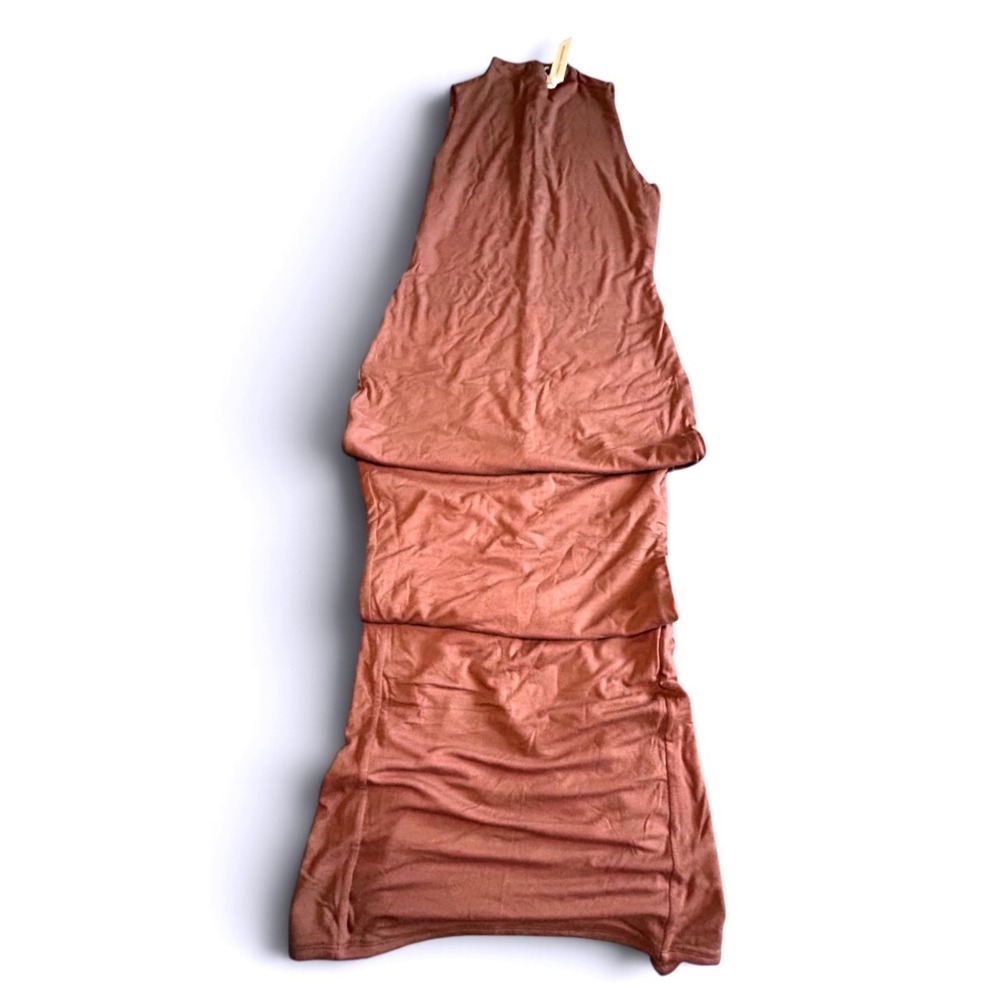 Naked Wardrobe Rust Brown Sleeveless Mock Neck Maxi Dress 1X
